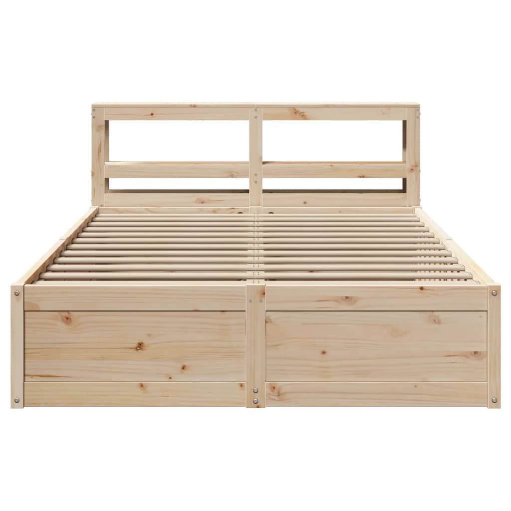 Bed Frame With Headboard 150X200 Cm King Size Solid Wood Pine