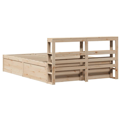 Bed Frame With Headboard 150X200 Cm King Size Solid Wood Pine