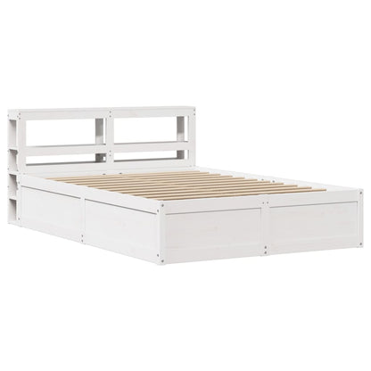 Bed Frame With Headboard White 150X200 Cm King Size Solid Wood Pine