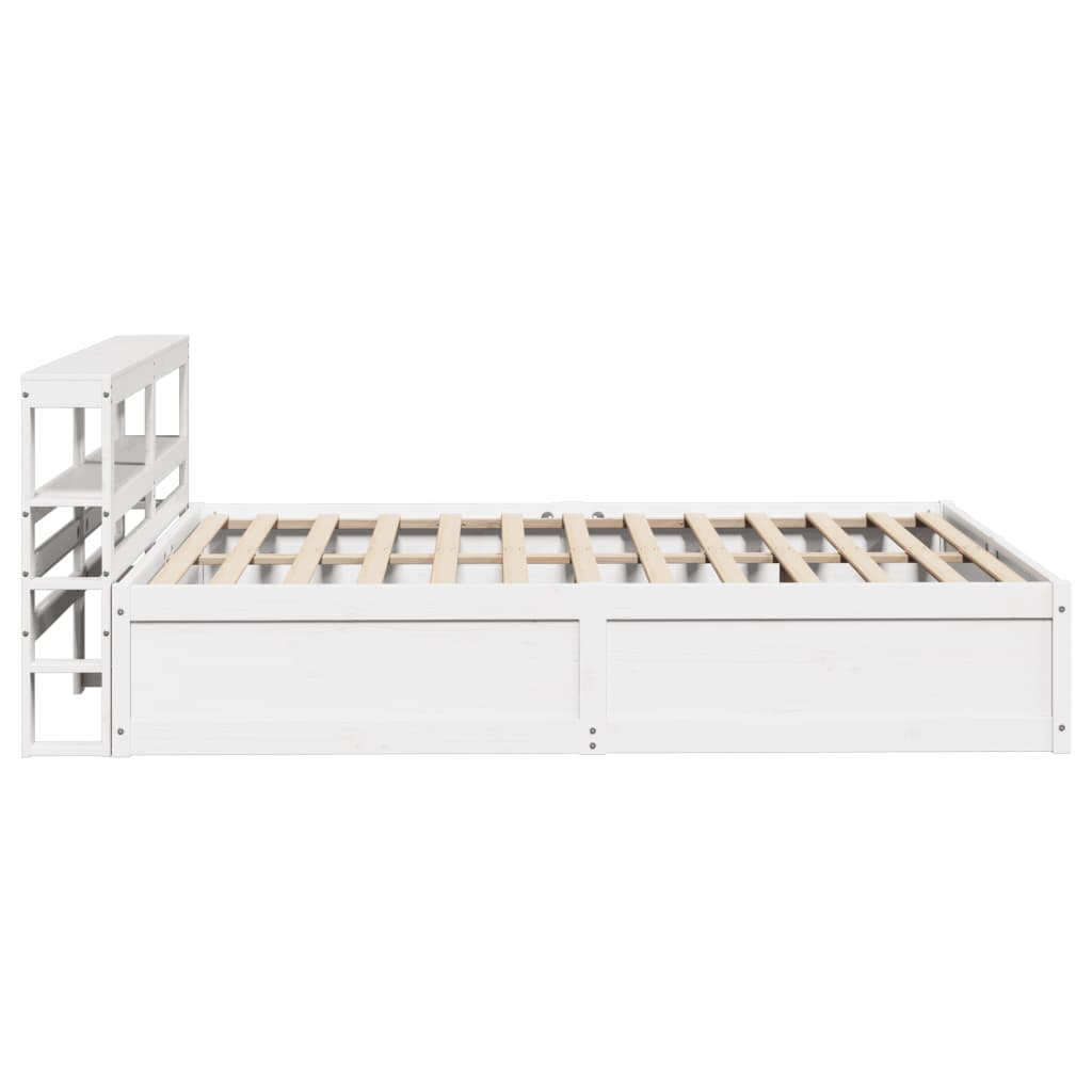 Bed Frame With Headboard White 150X200 Cm King Size Solid Wood Pine