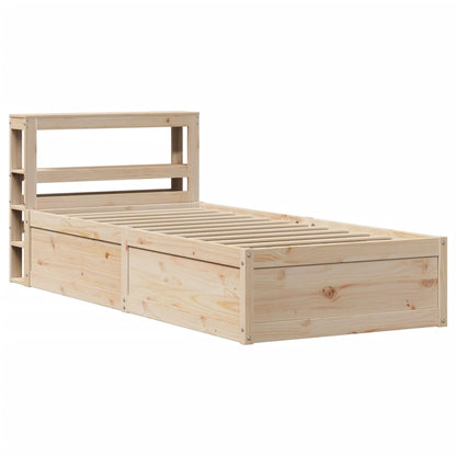 Bed Frame With Headboard 90X190 Cm Single Solid Wood Pine