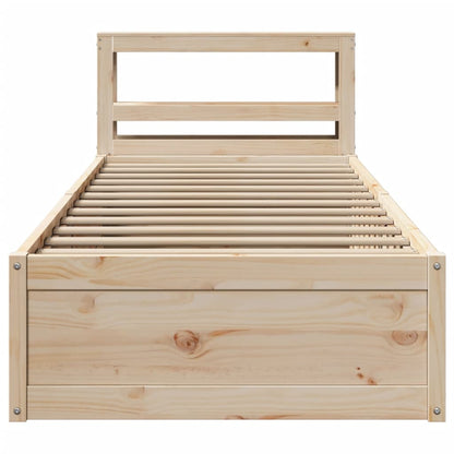 Bed Frame With Headboard 90X190 Cm Single Solid Wood Pine