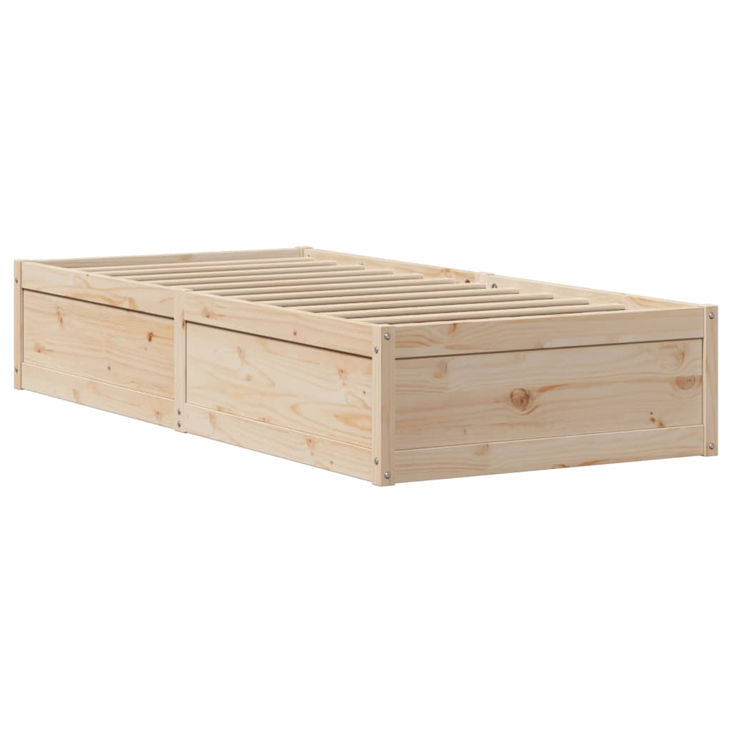 Bed Frame With Headboard 90X190 Cm Single Solid Wood Pine