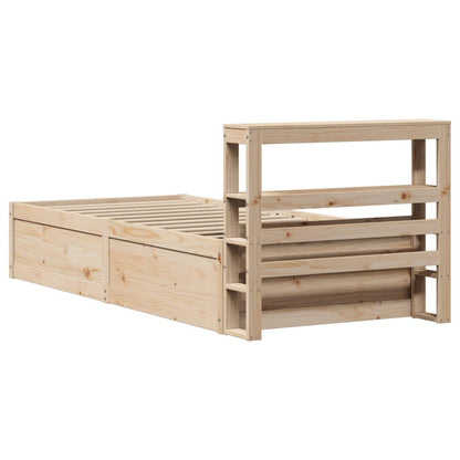 Bed Frame With Headboard 90X190 Cm Single Solid Wood Pine