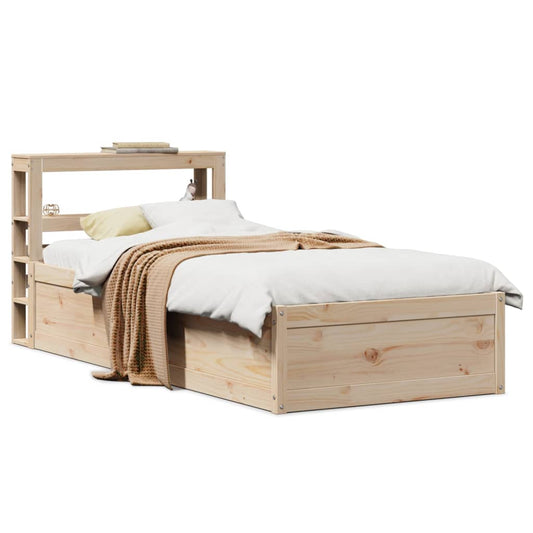 Bed Frame With Headboard 90X190 Cm Single Solid Wood Pine