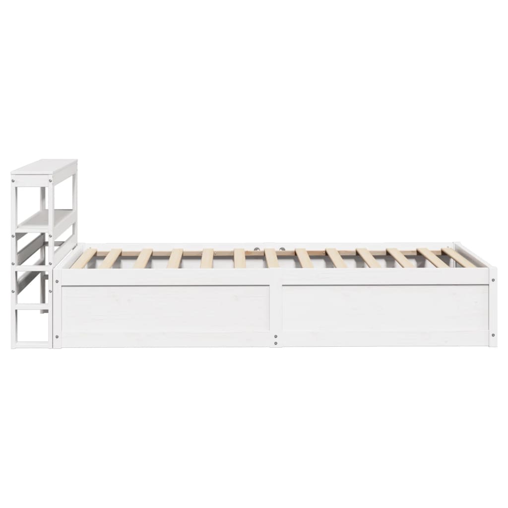 Bed Frame With Headboard White 90X190 Cm Single Solid Wood Pine