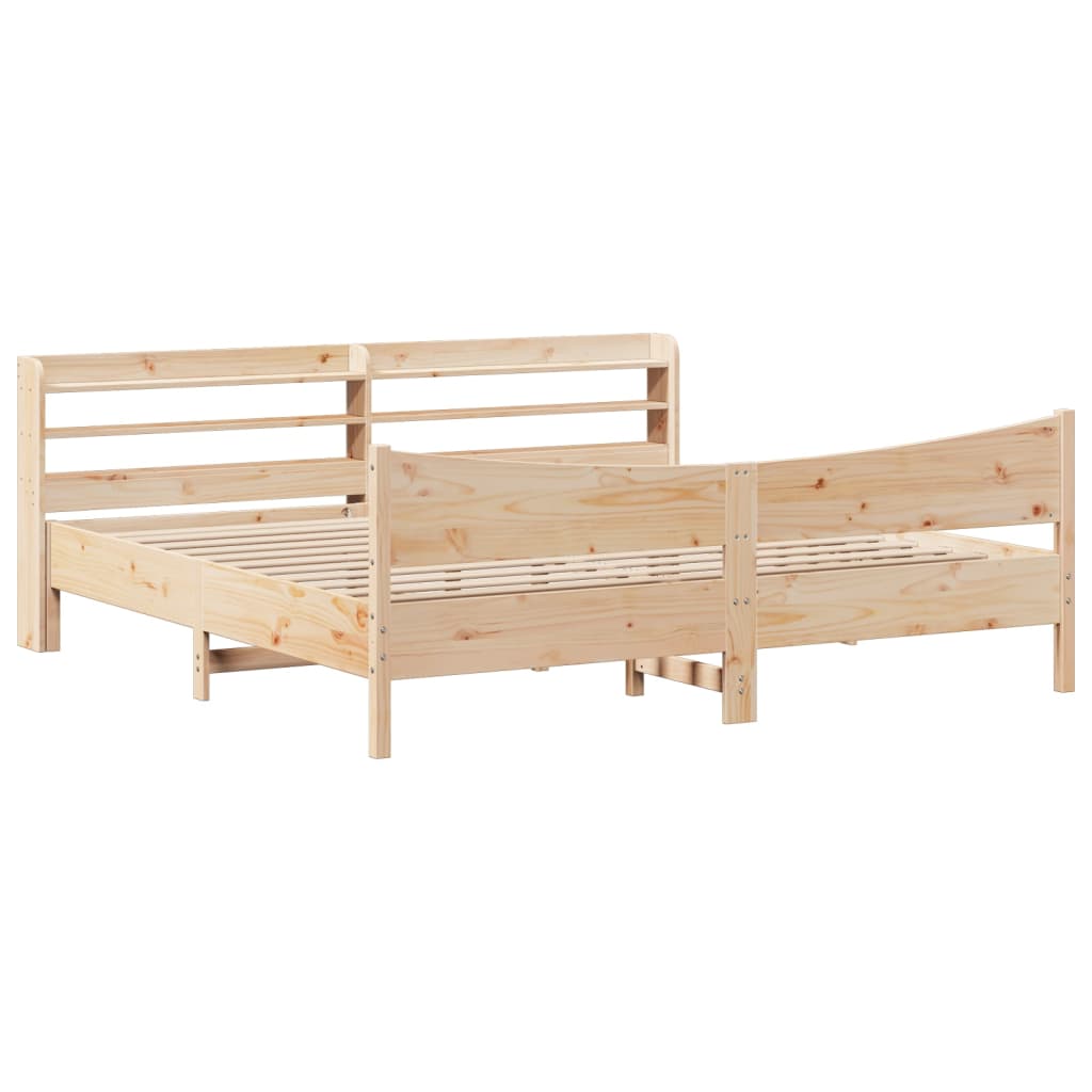 Bed Frame With Headboard 180X200 Cm Super King Solid Wood Pine