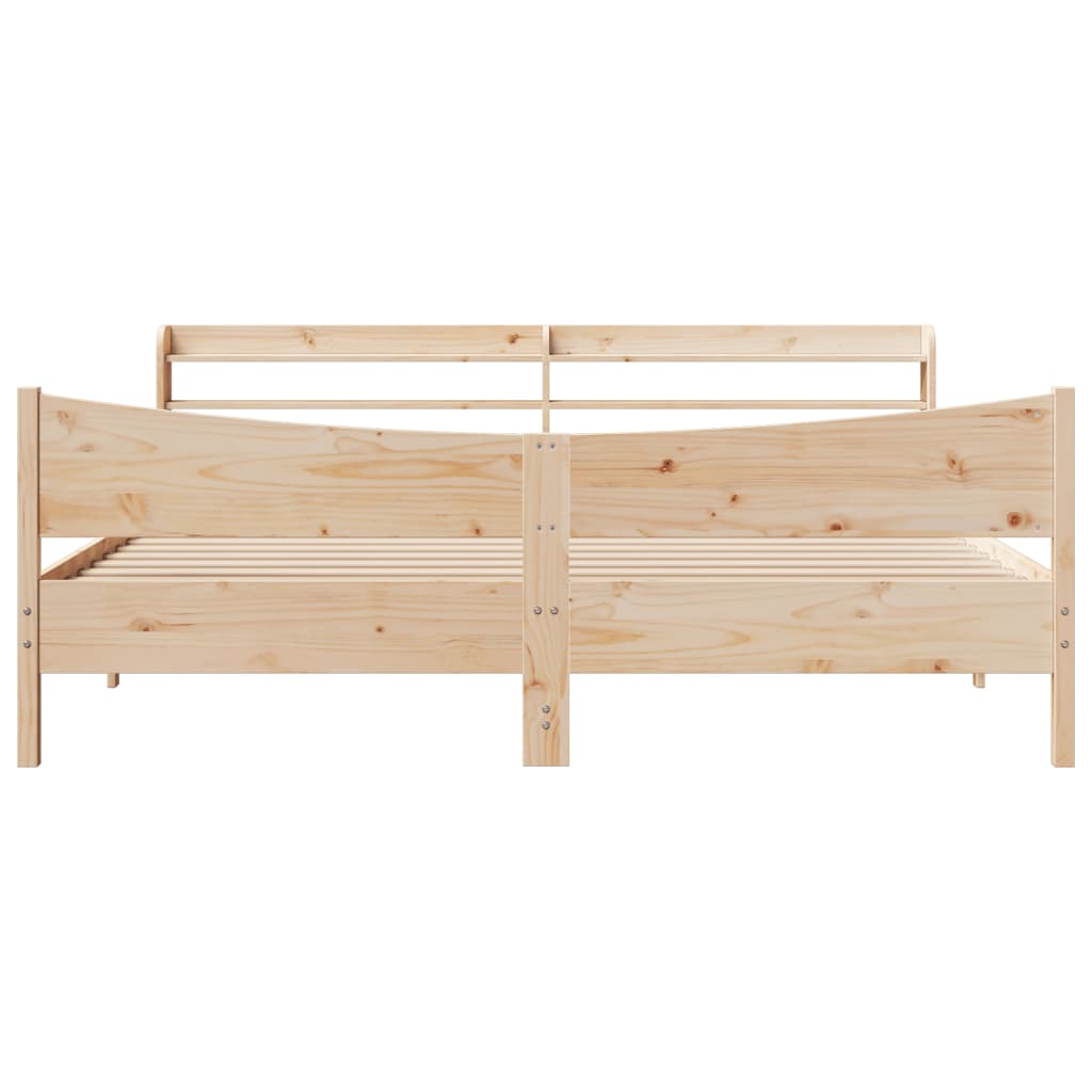 Bed Frame With Headboard 180X200 Cm Super King Solid Wood Pine