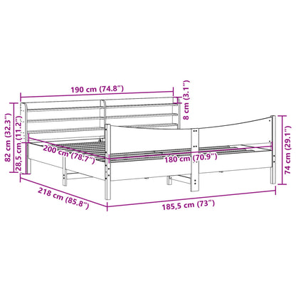 Bed Frame With Headboard 180X200 Cm Super King Solid Wood Pine