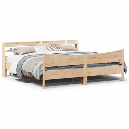 Bed Frame With Headboard 180X200 Cm Super King Solid Wood Pine