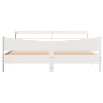 Bed Frame With Headboard White 180X200 Cm Super King Solid Wood Pine