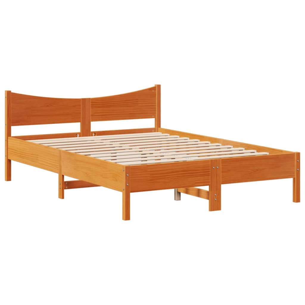 Bed Frame With Headboard Wax Brown 180X200 Cm Super King Solid Wood Pine