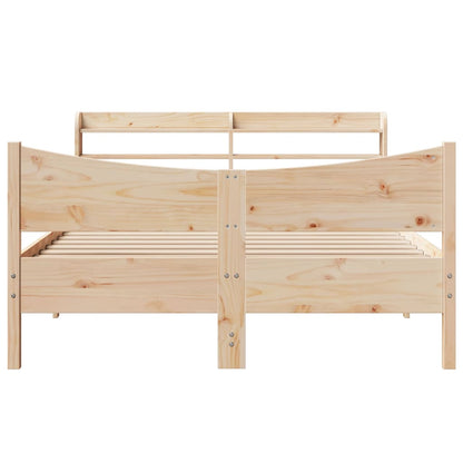 Bed Frame With Headboard 150X200 Cm King Size Solid Wood Pine