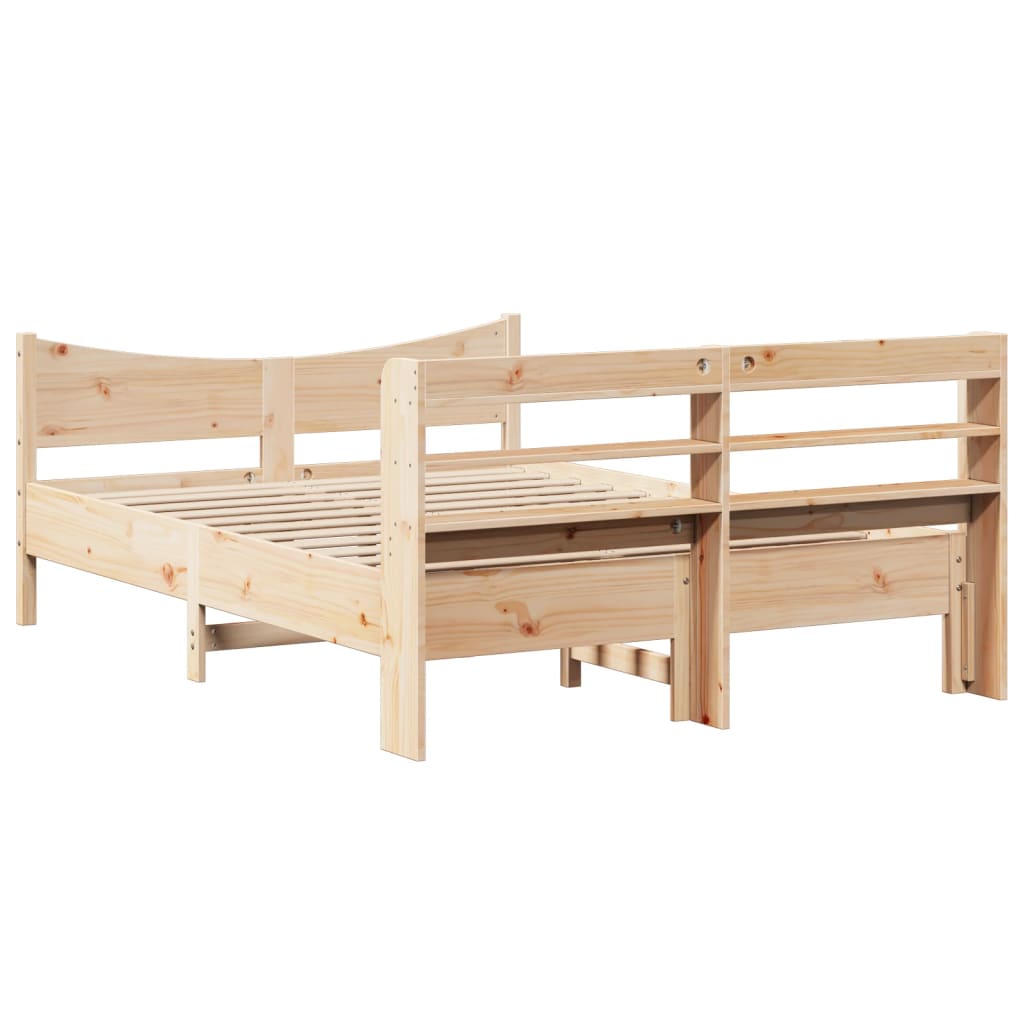 Bed Frame With Headboard 150X200 Cm King Size Solid Wood Pine