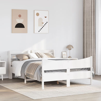 Bed Frame With Headboard White 150X200 Cm King Size Solid Wood Pine