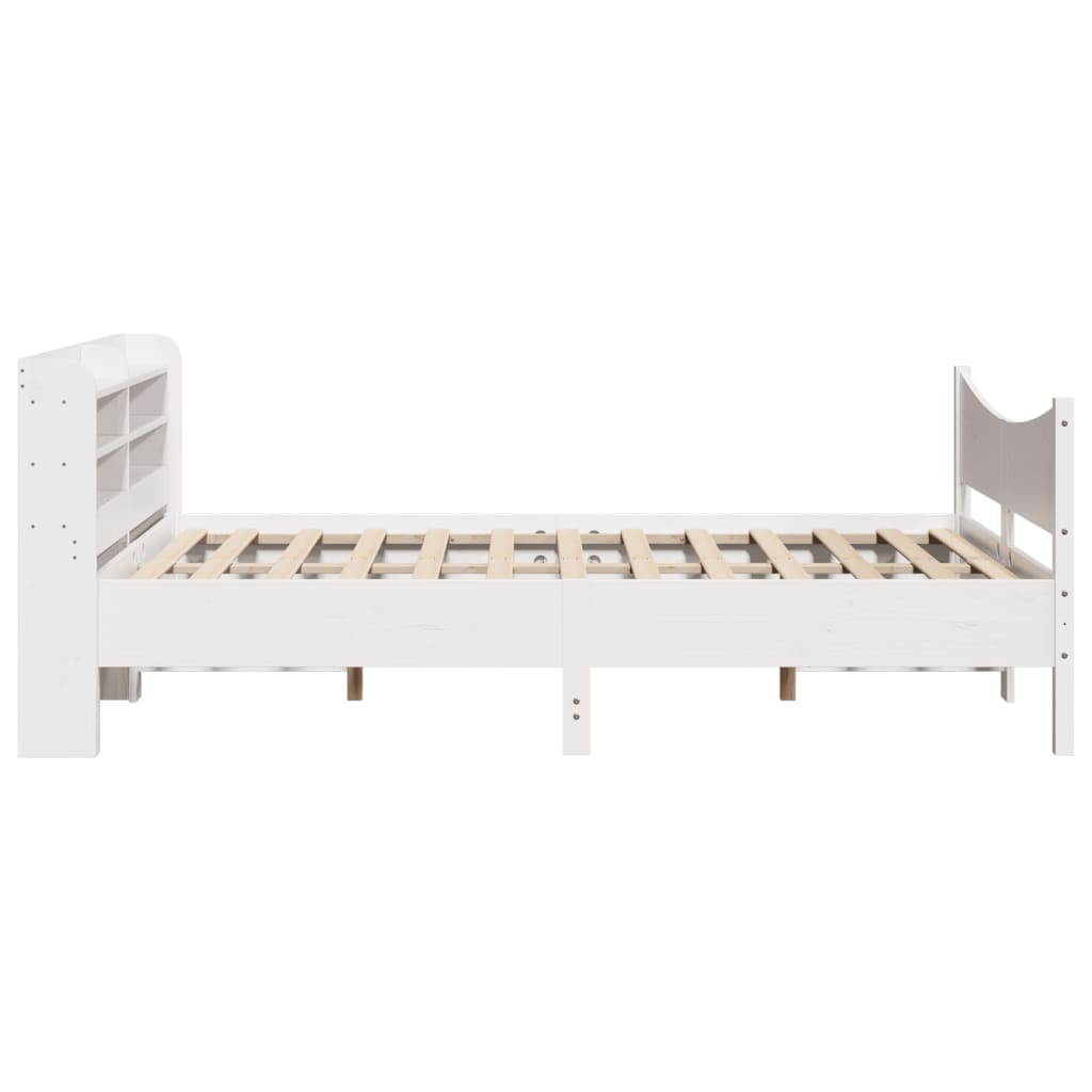 Bed Frame With Headboard White 150X200 Cm King Size Solid Wood Pine