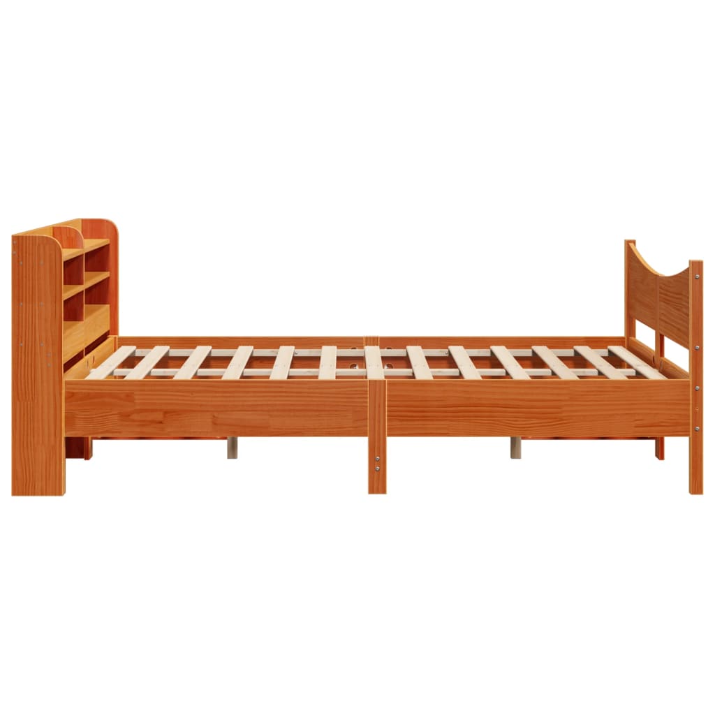 Bed Frame With Headboard Wax Brown 150X200 Cm King Size Solid Wood Pine