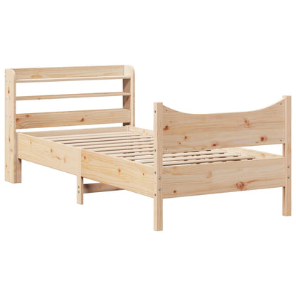 Bed Frame With Headboard 90X190 Cm Single Solid Wood Pine