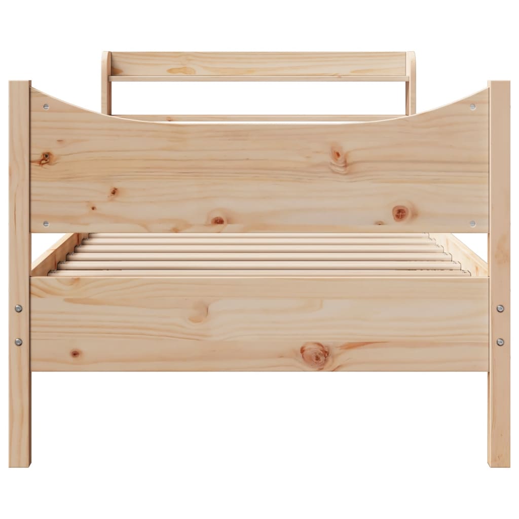 Bed Frame With Headboard 90X190 Cm Single Solid Wood Pine