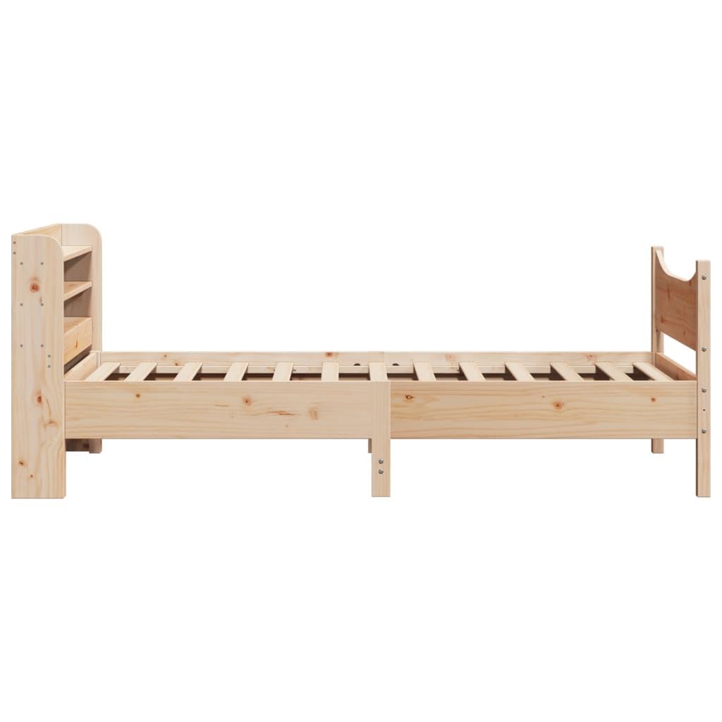 Bed Frame With Headboard 90X190 Cm Single Solid Wood Pine