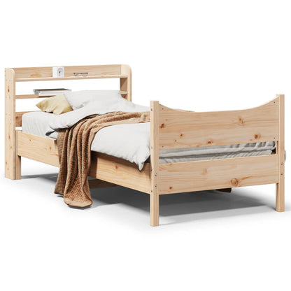 Bed Frame With Headboard 90X190 Cm Single Solid Wood Pine