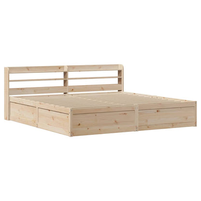 Bed Frame With Headboard 180X200 Cm Super King Solid Wood Pine