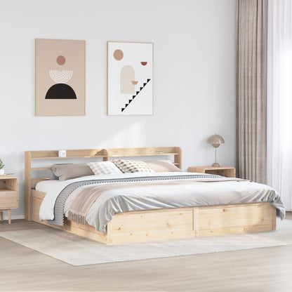 Bed Frame With Headboard 180X200 Cm Super King Solid Wood Pine