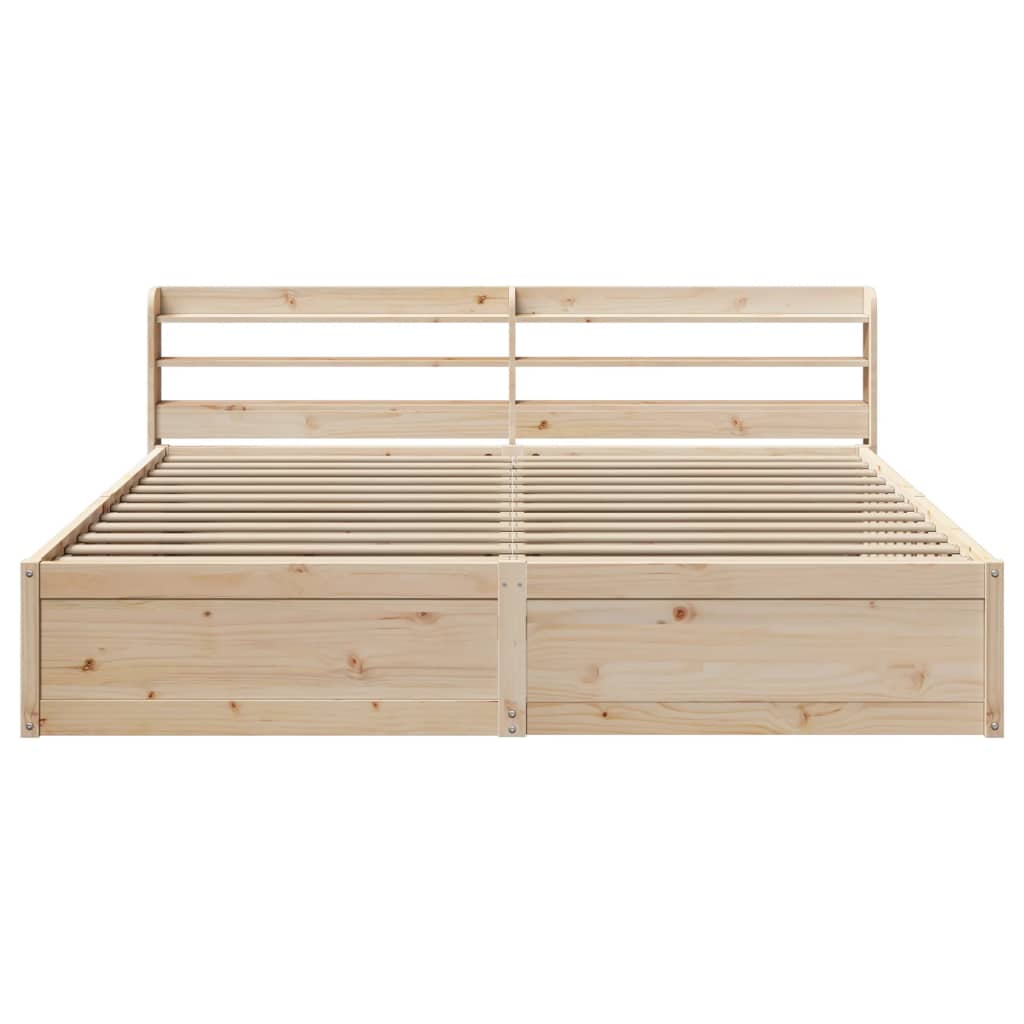 Bed Frame With Headboard 180X200 Cm Super King Solid Wood Pine