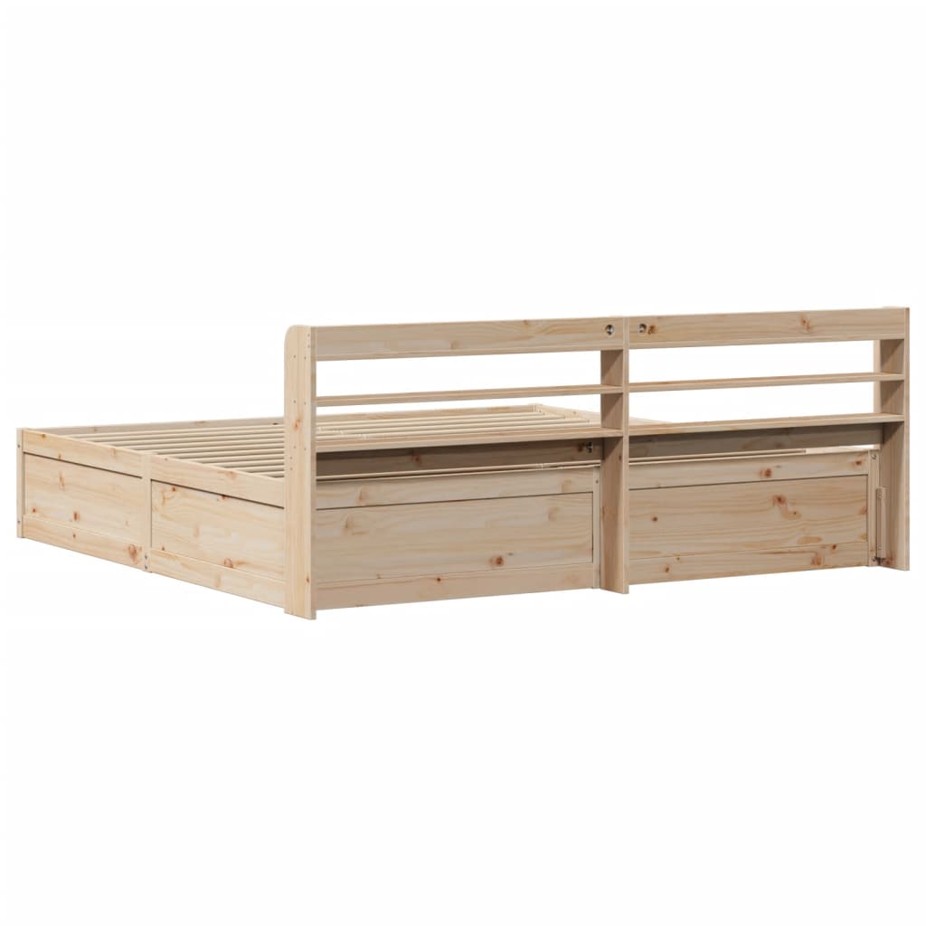 Bed Frame With Headboard 180X200 Cm Super King Solid Wood Pine