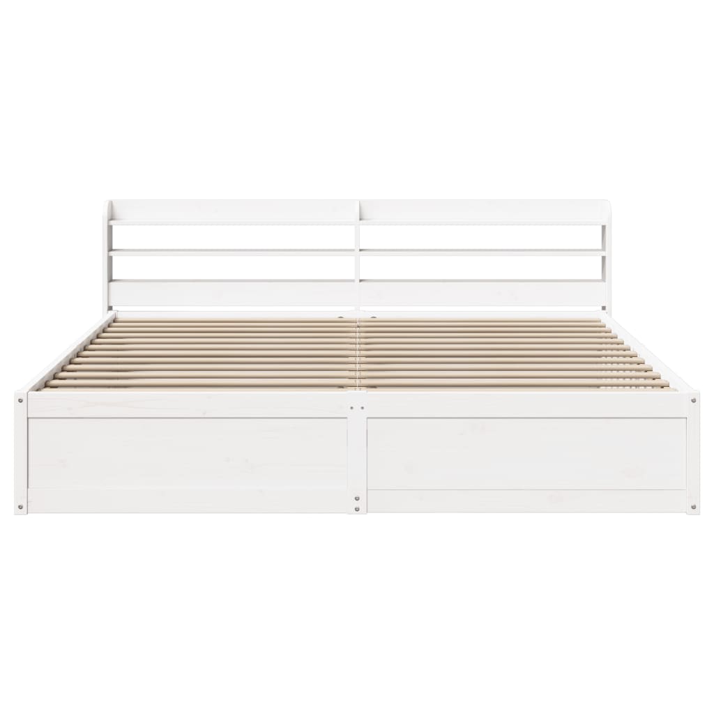 Bed Frame With Headboard White 180X200 Cm Super King Solid Wood Pine