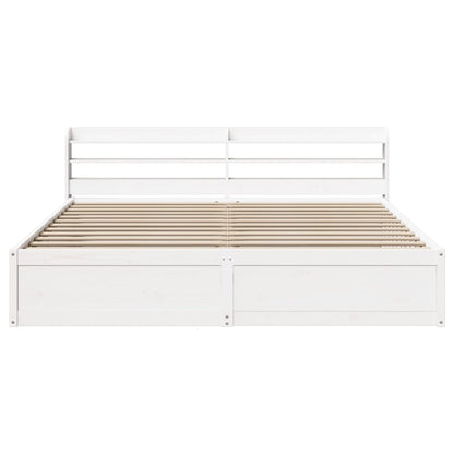 Bed Frame With Headboard White 180X200 Cm Super King Solid Wood Pine