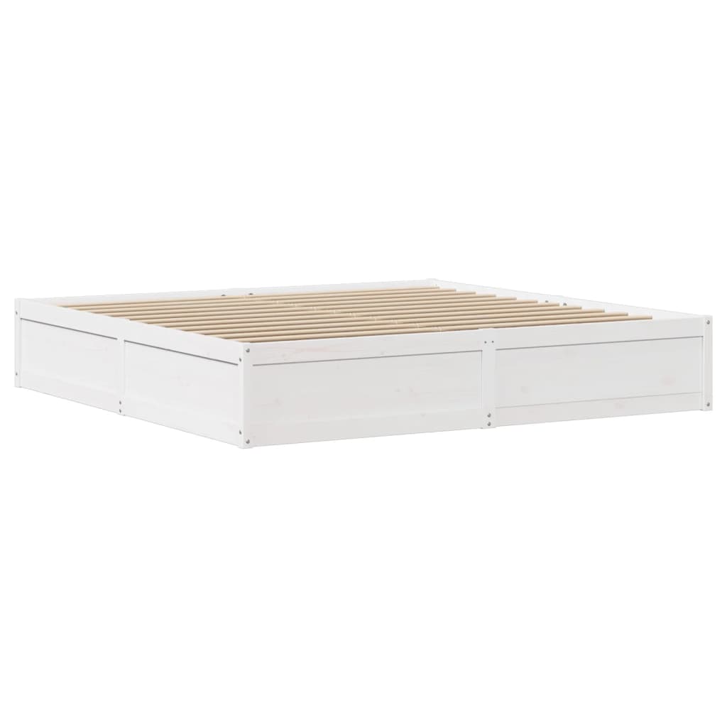 Bed Frame With Headboard White 180X200 Cm Super King Solid Wood Pine