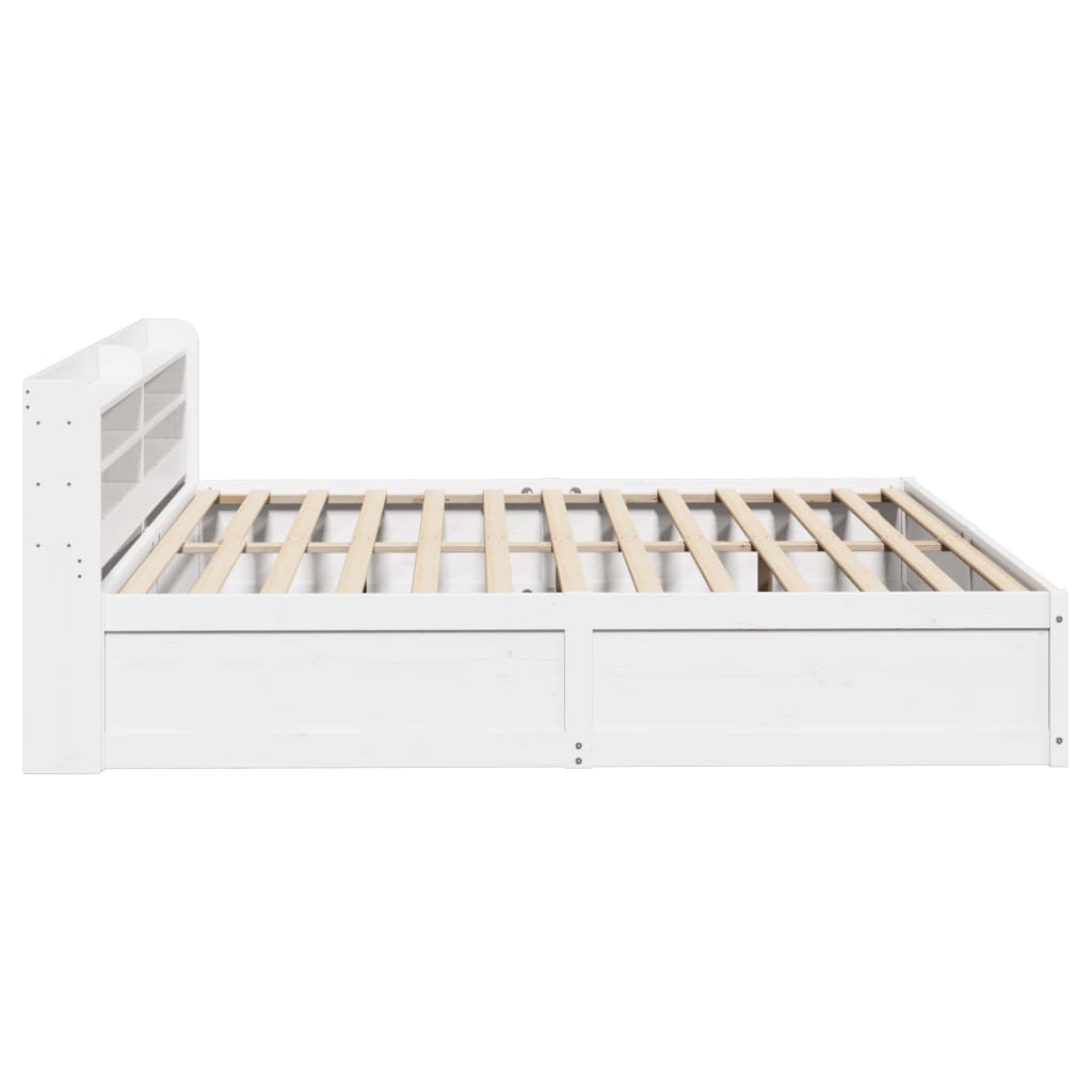 Bed Frame With Headboard White 180X200 Cm Super King Solid Wood Pine