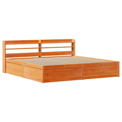 Bed Frame With Headboard Wax Brown 180X200 Cm Super King Solid Wood Pine