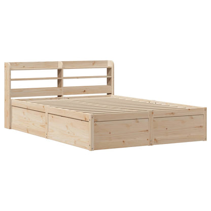 Bed Frame With Headboard 150X200 Cm King Size Solid Wood Pine