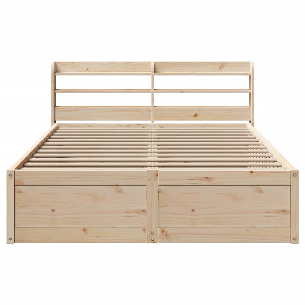 Bed Frame With Headboard 150X200 Cm King Size Solid Wood Pine