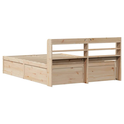 Bed Frame With Headboard 150X200 Cm King Size Solid Wood Pine