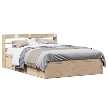 Bed Frame With Headboard 150X200 Cm King Size Solid Wood Pine