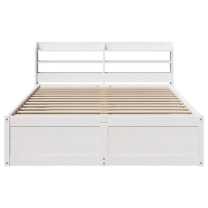 Bed Frame With Headboard White 150X200 Cm King Size Solid Wood Pine