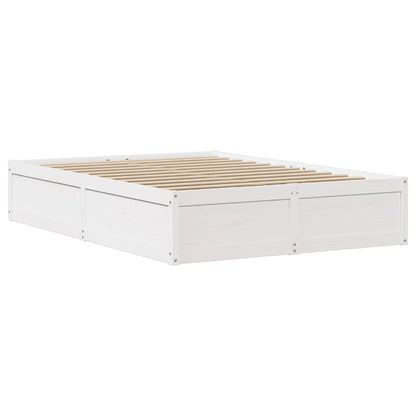 Bed Frame With Headboard White 150X200 Cm King Size Solid Wood Pine