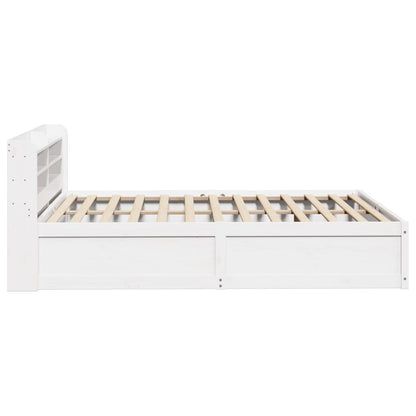 Bed Frame With Headboard White 150X200 Cm King Size Solid Wood Pine