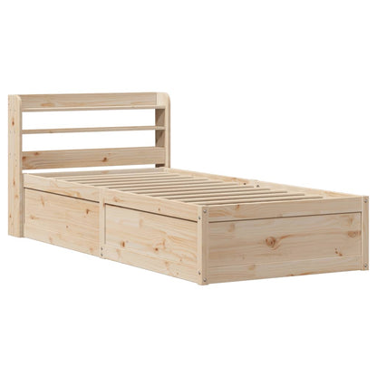 Bed Frame With Headboard 90X190 Cm Single Solid Wood Pine