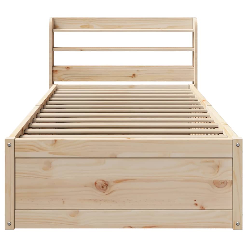 Bed Frame With Headboard 90X190 Cm Single Solid Wood Pine