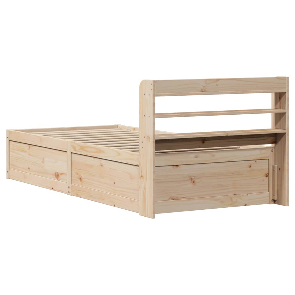 Bed Frame With Headboard 90X190 Cm Single Solid Wood Pine