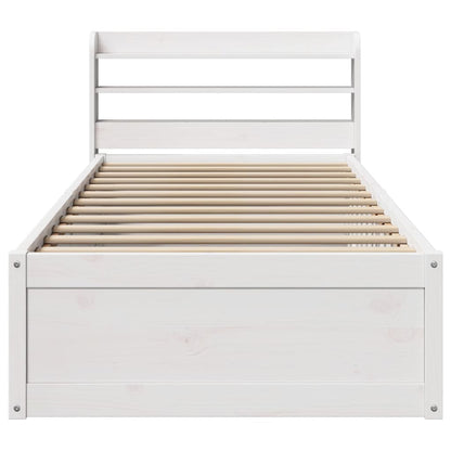 Bed Frame With Headboard White 90X190 Cm Single Solid Wood Pine