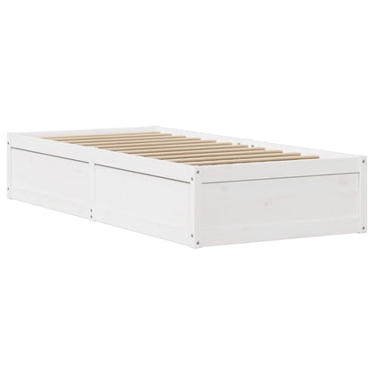 Bed Frame With Headboard White 90X190 Cm Single Solid Wood Pine