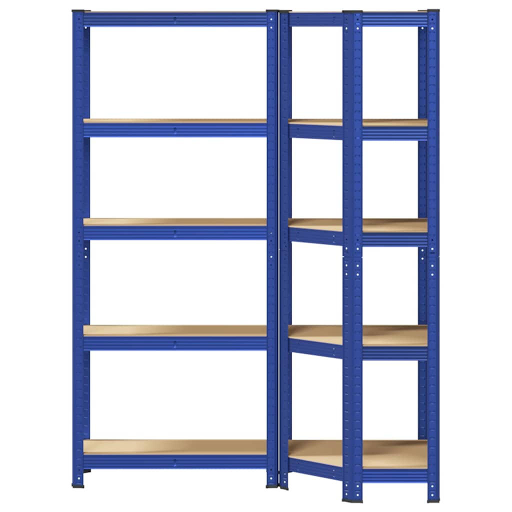 2 Piece 5-Layer Shelves Set Blue Steel&Engineered Wood