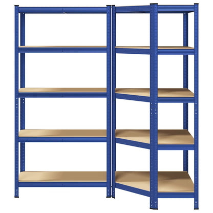 2 Piece 5-Layer Shelves Set Blue Steel&Engineered Wood