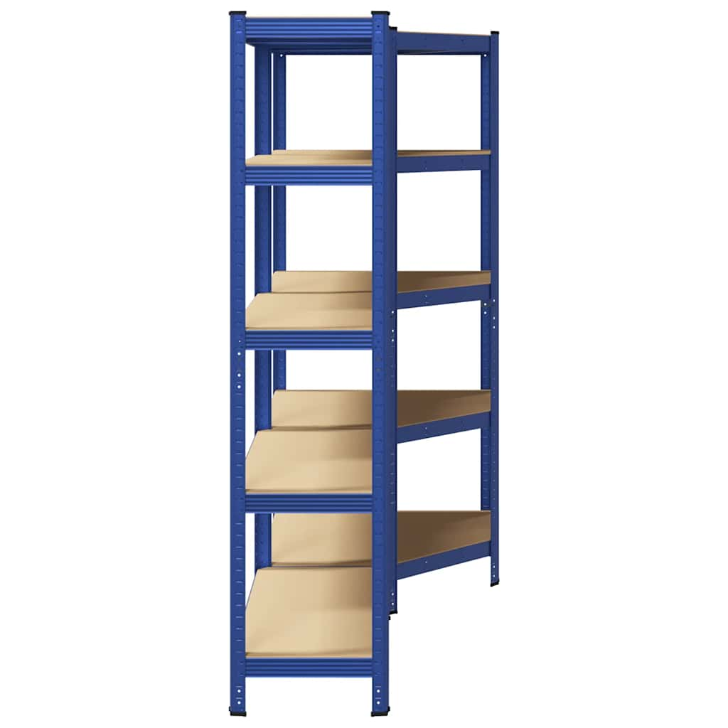 2 Piece 5-Layer Shelves Set Blue Steel&Engineered Wood