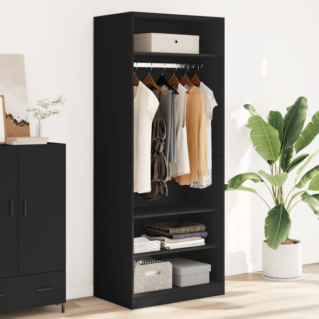 Wardrobe Black 80X50X200 Cm Engineered Wood